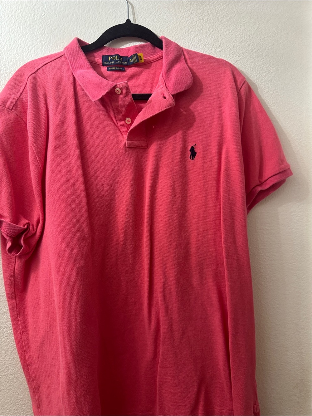 Polo by Ralph Lauren Men’s Pink Short Sleeve Polo with Navy Logo